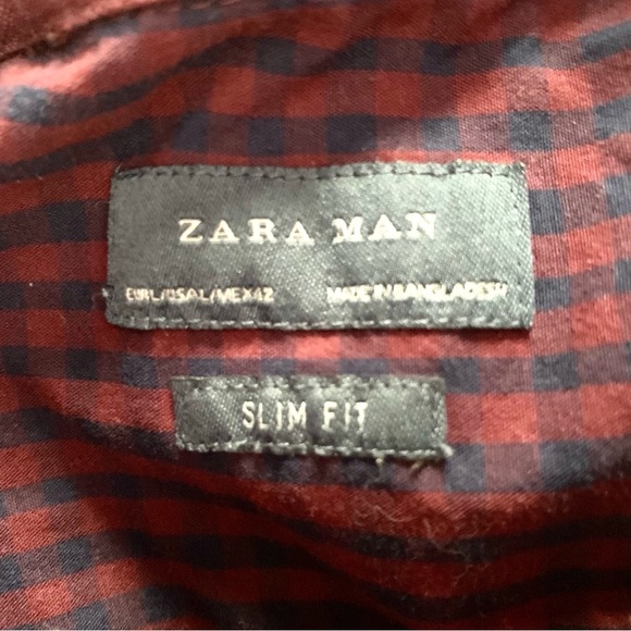 Zara Man Slim Fit Burgundy Long Sleeve Shirt Size L Minimalist Preppy Classic - Picture 4 of 7